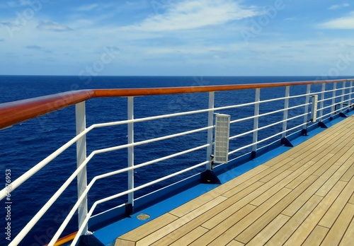 "Cruise ship deck and rail overlooking the sea " Stock photo and ...