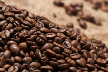 Coffee beans bokeh diagonal