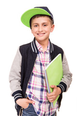 Little student holding books