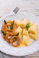 Onion ring white potato dumpling