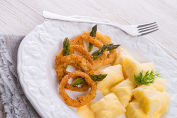 Onion ring white potato dumpling