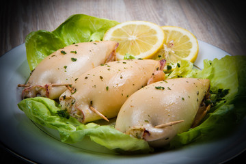 Delicious homemade stuffed squid
