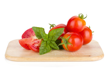 Ripe tomatoes and basil