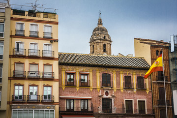 Fototapeta premium Malaga city in rain, Spain