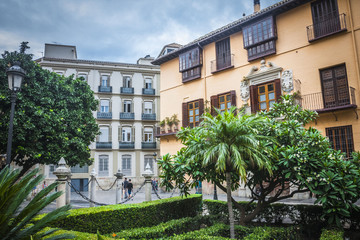 Malaga city in rain, Spain