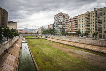 Fototapeta na wymiar Malaga city in rain, Spain