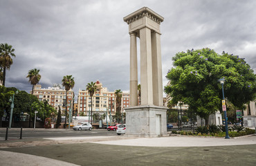 Fototapeta na wymiar Malaga city in rain, Spain