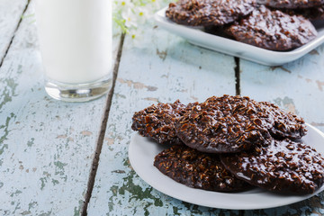 chocolate oatmeal cookies with milk