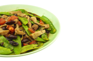 Close up green pea fried isolated