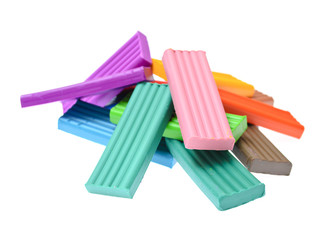 colored plasticine isolated on the white background