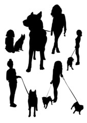 Girl and dog silhouettes