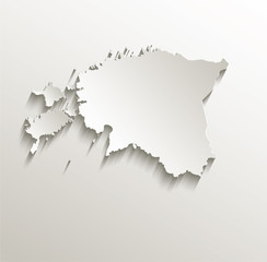 Estonia map card paper 3D natural vector