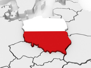 Obraz premium Map of Europe and Poland.