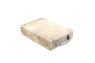 Old Wood cutting board isolated white background