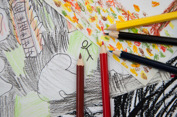 drawing with crayons © amadeusz