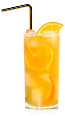 Cocktail with orange juice with ice cubes
