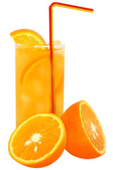 Cocktail with orange juice and ice cubes.