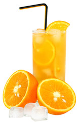 Cocktail with orange juice and ice cubes.