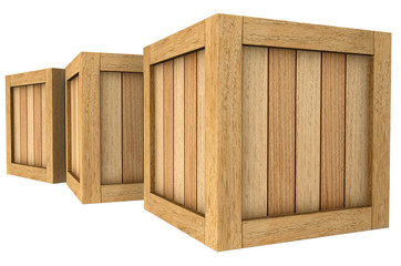 3d image of a group of wooden boxes
