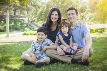 Attractive Young Mixed Race Family Park Portrait