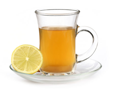 Cup of herbal tea with lemon