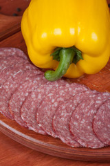 Sausages with pepper