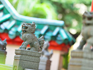 Lion statue stone in temple