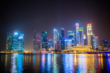 Obraz na płótnie Canvas Nightscape of Singapore downtown at Marina bay