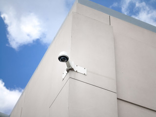 Low angle view of a surveillance camera