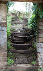 Low angle view of stone staircase, Dinan, Cotes-D'Armor, Brittan