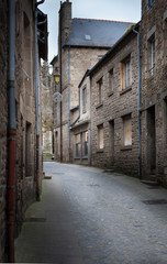 Houses along a street, Dinan, Cotes-D'Armor, Brittany, France