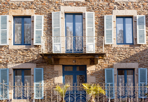 Facade of a house, Dinan, Cotes-D'Armor, Brittany, France