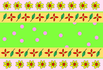 Fototapeta na wymiar doodle background, flower and leaf