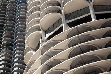 Skyscrapers in a city, Marina City, State Street, Chicago, Cook