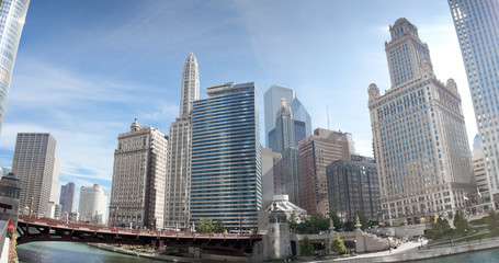 Fototapeta na wymiar Skyscrapers in a city, La Salle Street Bridge, Chicago River, Ch