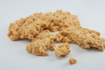 Almond cookies on white background