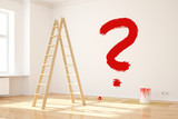Fragezeichen an Wand bei Renovierung