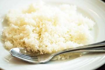 White rice in a Dish