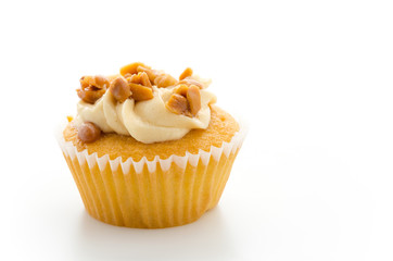 Nuts cupcake isolated on white background