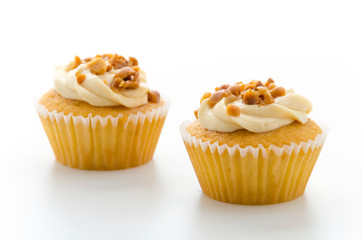 Nuts cupcake isolated on white background