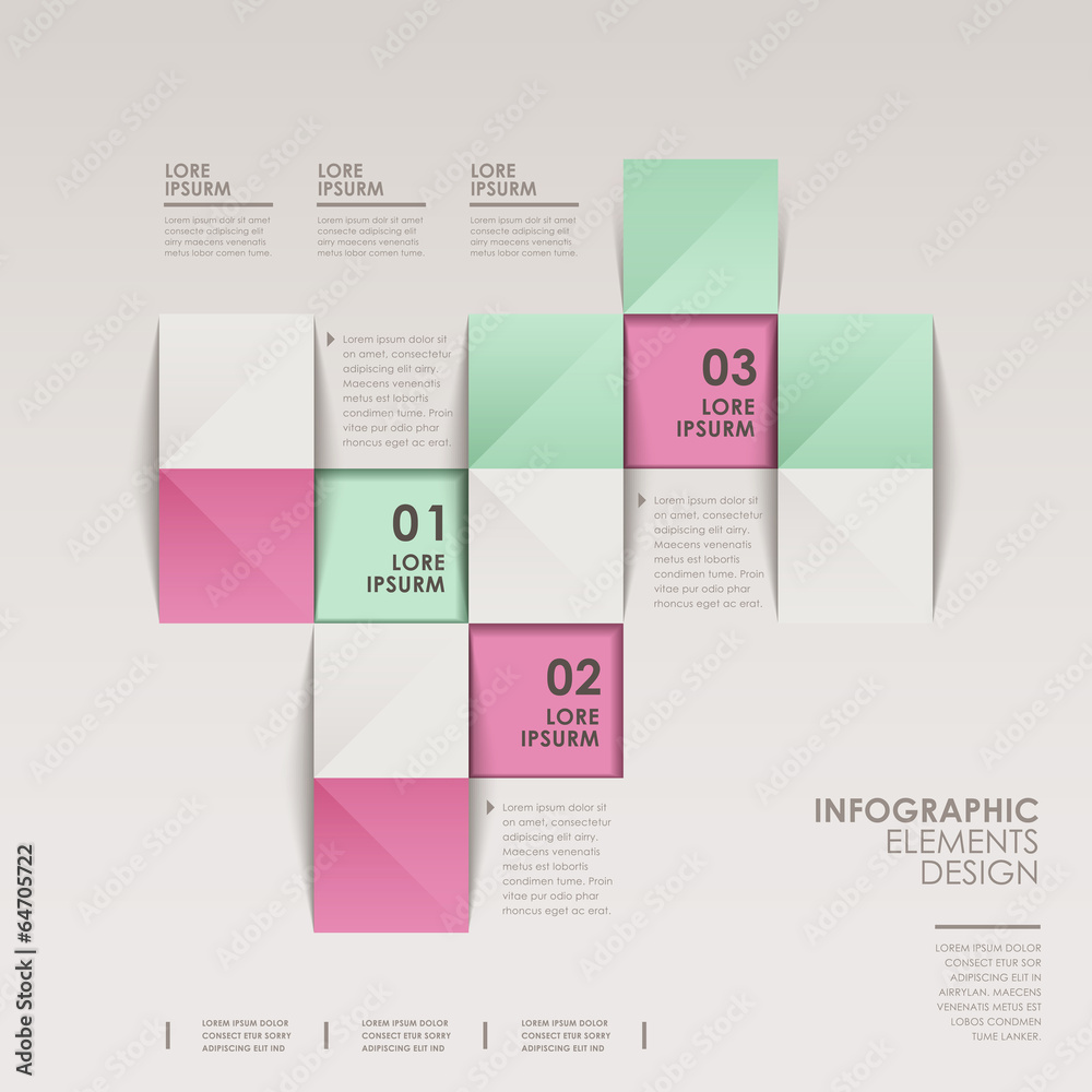 Wall mural infographic vector elements with 3d origami style