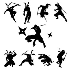 Ninja Shadow siluate Vector silhouette - obrazy, fototapety, plakaty