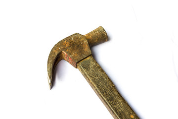 Old hammer on isolated background