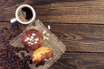 Cup of coffee and cupcake