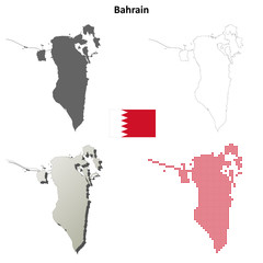 Bahrain blank outline map set