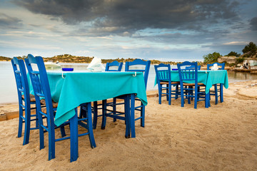 Greek tavern sea food in Halkidiki, Sithonia