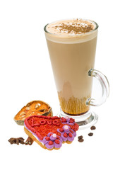 Coffee with valentine pastry