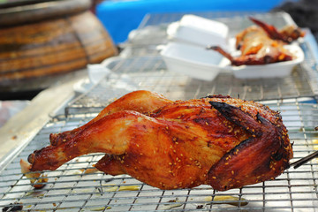 Grilled chicken in the market
