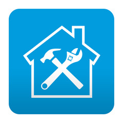 Etiqueta tipo app azul simbolo trabajos domesticos