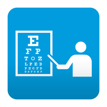 Etiqueta tipo app azul simbolo oculista